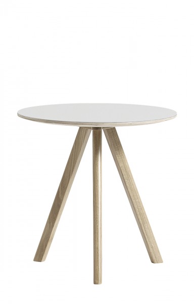Beistelltisch Copenhague Round Table CPH20, Platte Linoleum off-white, Tischbeine Eiche geseift Hay