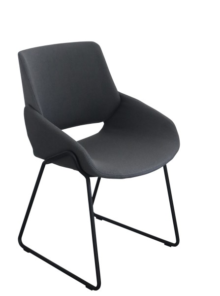 Monk chair sled base Kufengestell schwarz, Bezug Stoff Arco 400 aspahlt Prostoria