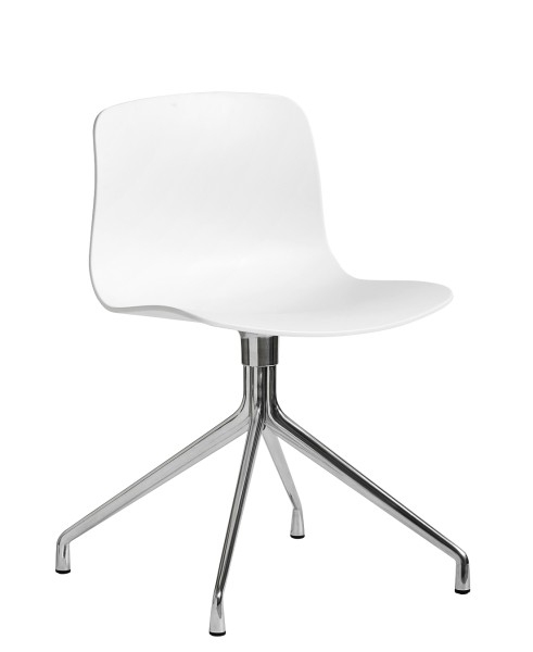 Stuhl About a Chair AAC 10 - 2.0 Sitzschale weiß 2.0, Drehgestell Aluminium poliert Hay