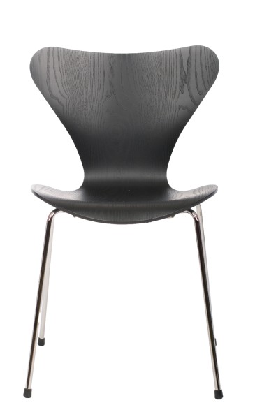 Stuhl Serie 7 sitzschale gefärbte Esche schwarz (195), Gestell verchromt Fritz Hansen