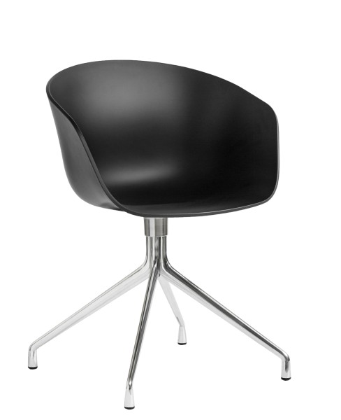 Drehstuhl About a Chair AAC 20 - 2.0 Sitzschale schwarz 2.0, Drehgestell Aluminium poliert Hay
