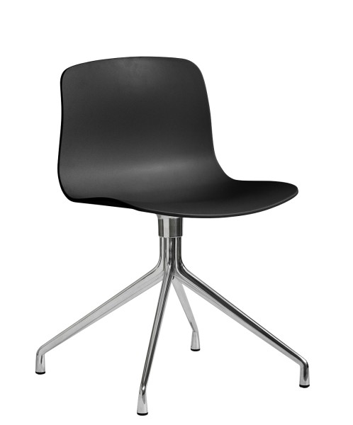 Stuhl About a Chair AAC 10 - 2.0 Sitzschale schwarz 2.0, Drehgestell Aluminium poliert Hay